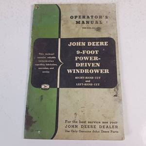 lot 32 image: WINDROWER  JOHN DEERE OPERATORS MANUAL  VINTAGE