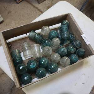 lot 157 image: LARGE LOT OF BLUE AND WHITE INSULATORS