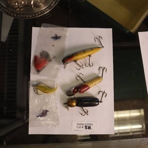 lot 58 image: VINTAGE  ASSORTMENT OF OLD TIME LURES LOT  JIGS