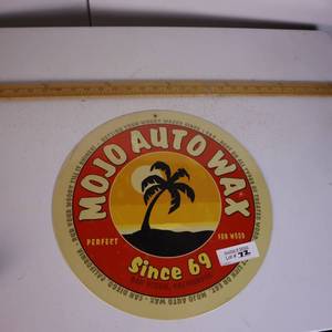 lot 72 image: Thick metal powder coated sign   MOJO AUTO WAX