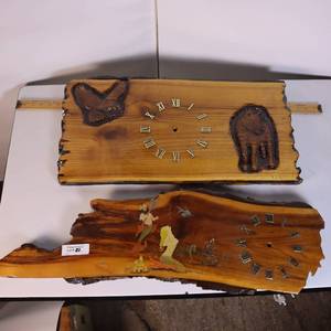 lot 81 image: Beautiful hand crafted clock faces.- LOT OF 2