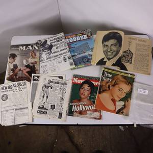 lot 191 image: LOT OF OLD VINTAGE ADS AND CELEBRITY MEMORABILIA