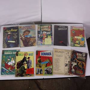 lot 201 image: LOT OF 10 WESTERN STYLE COMICS  LONE RANGER  ANNIE OAKLEY  BONANZA