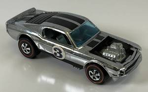 lot 35 image: 1969 REDLINE Hot Wheels Chrome Boss Hoss Mustang Really Nice Condition Has Number Stickers Present