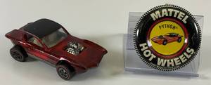 lot 50 image: 1968 REDLINE Hot Wheels PYTHON Transparent Red With Button Nice Condition(Button Stem Missing)