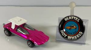 lot 65 image: 1969 REDLINE Hot Wheels Swingin Wing Transparent Hot Pink With Button Very Nice Condition