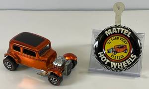 lot 76 image: 1968 REDLINE Hot Wheels 32 Ford Vicky Classic Transparent Orange With Button Really Nice Condition