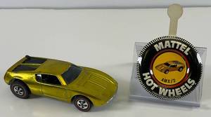 lot 92 image: 1970 REDLINE Hot Wheels AMX2 Transparent Yellow With Button Very Nice Condition