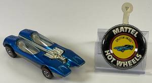 lot 101 image: 1969 REDLINE Hot Wheels Splittin Image Transparent Blue With Button Super Nice Condition
