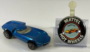 lot 102 image: 1968 REDLINE Hot Wheels Turbofire Transparent Blue With Button Nice Condition
