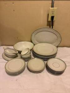 lot 56 image: Married Set of Greek Key Pattern China