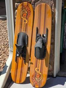 lot 59 image: Vintage Cut N Jump Trickster Wood Water Skis