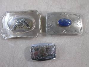 lot 39 image: (EC1) 3 Vintage Western Design Belt...