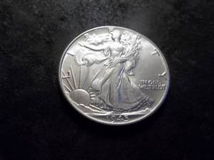 lot 12 image: 1945 Walking LIberty Silver Half Dollar