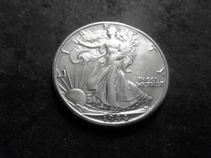 lot 13 image: 1944 D Walking LIberty Silver Half Dollar