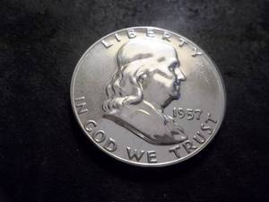 lot 15 image: 1957 Franklin Silver Half Dollar Proof