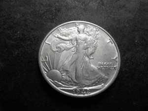 lot 9 image: 1942 S Walking LIberty Silver Half Dollar