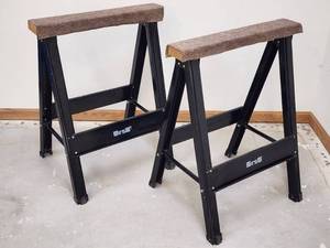 lot 49 image: (2) Metal Portable Folding Saw Horses