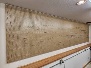 lot 50 image: (2) 4ft x 8ft Peg Board with Hooks