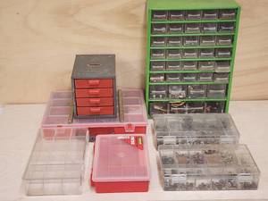 lot 94 image: (7) Assorted Storage Bins with Contents