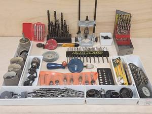lot 97 image: Large Assortment of Drill Press Accessories and Drill Bits