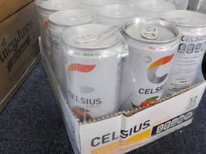 lot 60 image: 12 pack Celsius Non-Carbonated Peac...