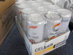lot 63 image: 12 pack Celsius Non-Carbonated Peac...