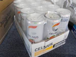 lot 64 image: 12 pack Celsius Non-Carbonated Peac...