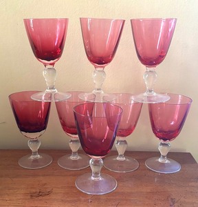 lot 30 image: Vintage Cranberry Glass Stemware