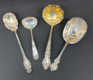 lot 20B image: Variety of Sterling Silver Serving Spoons including a Vintage Sterling Silver Nut Bon Bon Spoon