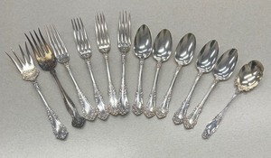 lot 121A image: Variety of Vintage Silver Plated Forks and Spoons