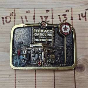 lot 56 image: Texaco Gasoline 3D Brass Belt Buckle