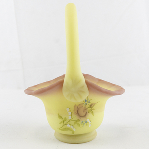 lot 24A image: 1986 5 FENTON Burmese Mary Walrath Hand Painted Love Bouquet Miniature Basket