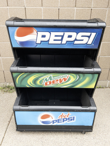 lot 1C image: Pepsi 3 Tier Ice Chest Merchandiser Display Cooler -Drains, Perfect for PartiesMancave