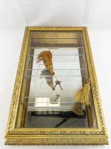 lot 12 image: HORCHOW CREAZIONI ARTISTICHE Gold Tone Decorative Wall Mounted Display Cabinet with Key