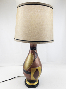 lot 20 image: 16 12 Geometric Mosaic Style Lamp with Shade. -Working