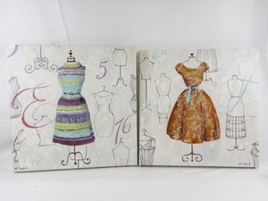 lot 61 image: Set of 2 Dresses on Mannequins Wall Hangings