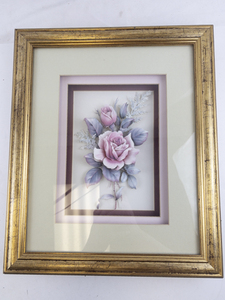 lot 63 image: Vintage 3D Paper Flower Shadow Box