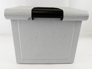 lot 78 image: Grey Plastic File Box with Carrying Handle