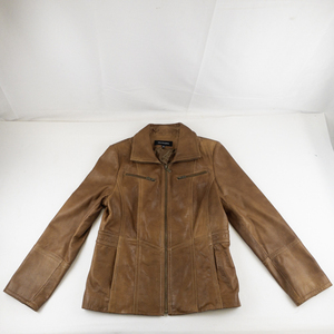 lot 91 image: Jone New York Brown Leather Jacket -Large, Excellent Condition