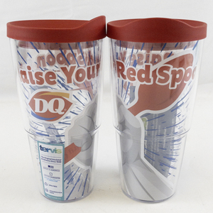 lot 139 image: Pair of Raise Your Red Spoon TERVIS DQ Tumblers. Like New