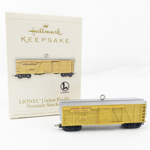 lot 194 image: Lionel Christmas Train Collection Union Pacific Veranda Stockcar Ornament