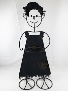 lot 240 image: Little Boy Metal Flower Pot Holding Stand for Garden