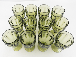 lot 264 image: Set of 12 LIBBYEY GLASS CO. 7 Iced TeaWater Gibraltar Olive Goblets. Estimated Replacement Value 264