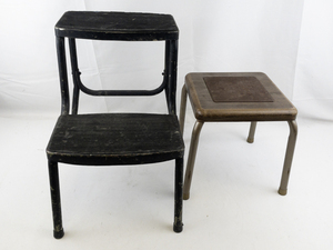 lot 272 image: Small Brown Step Stool & Black Two Step Stool