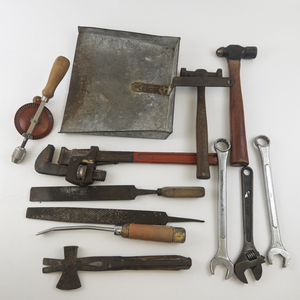 lot 266 image: Group of 12 Hand Tools. Hammers, Wrenches, Files, & More
