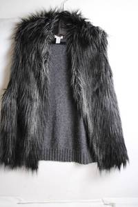 Chico's Faux Fur Black Vest L/XL