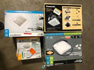 lot 39 image: Lot of Assorted Bathroom Ventilation Fans Various Models and Conditions  Customer Returns See Pictures
