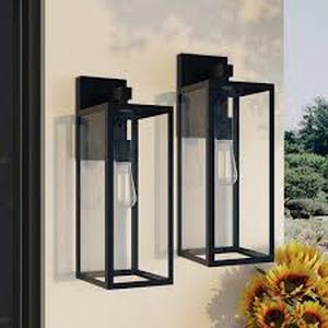 lot 7 image: Hukoro Martin 21 in. H 1-Light Matte Black Hardwired Outdoor Wall Lantern Sconce(2-Pack) Customer Returns See Pictures