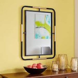 lot 21 image: StyleWell Medium Rectangle Black & Gold Modern Accent Mirror (32 in. H x 24 in. W) Customer Returns See Pictures